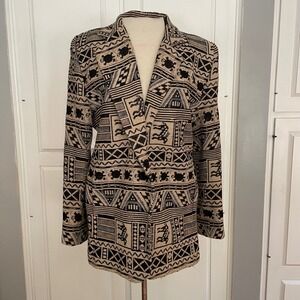 Karen Kane Black and Tan Patterned Blazer